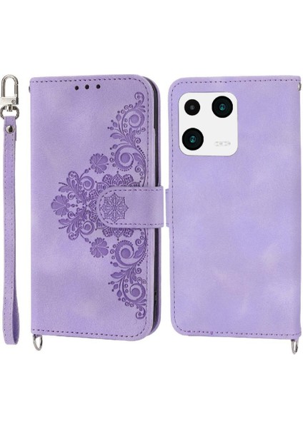 Xiaomi 13 Bileklik Kabartmalı Çoklu Kredi Kartı Yuvaları Için Flip Case (Yurt Dışından)