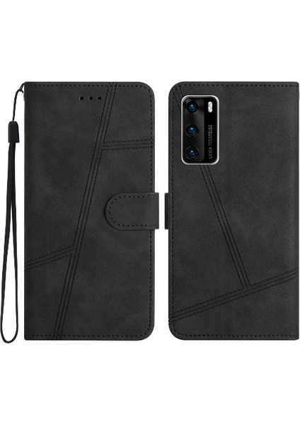 Huawei P40 Flip Folio Kart Yuvaları Için Flip Case Tutucu Manyetik Cüzdan Pu (Yurt Dışından)