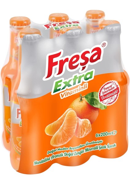 Extra Mandalina Aromalı Maden Suyu 200 ml x 6 Adet