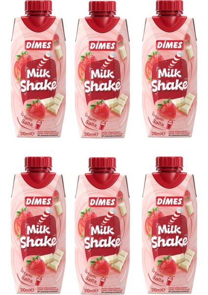 Milkshake Vanilya ve Beyaz Çikolata Aromalı Çilekli 310 ml x 6 Adet