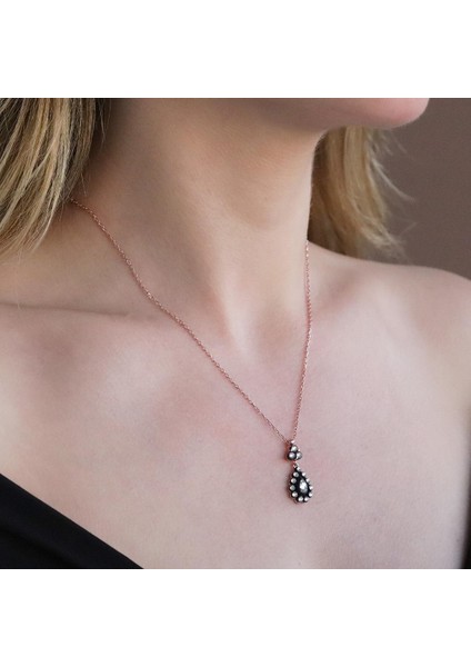 Elmas Montür Zirkon Taşlı Damla Model Rose Gold Kaplama Gümüş Set fiyatları