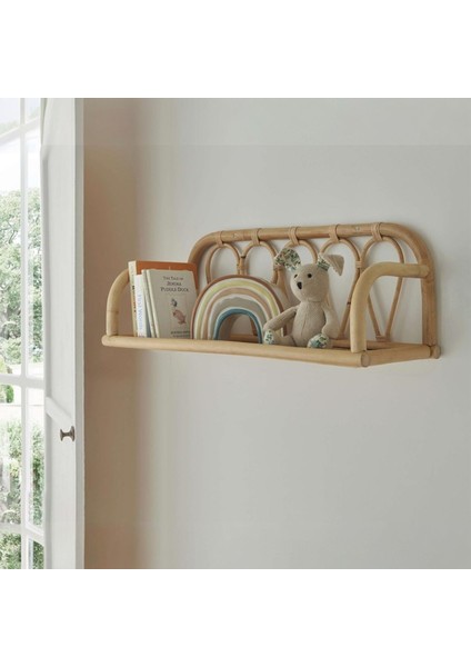 Doğal Rattan El Yapımı Duvar Rafı 30 x 57 cm