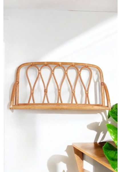 Doğal Rattan El Yapımı Duvar Rafı 30 x 57 cm