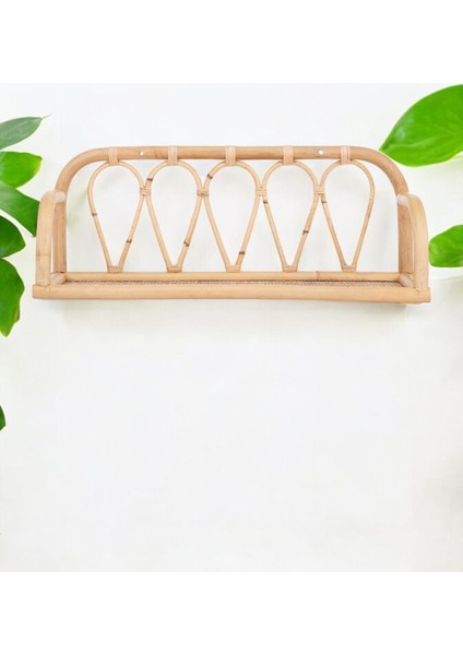 Doğal Rattan El Yapımı Duvar Rafı 30 x 57 cm
