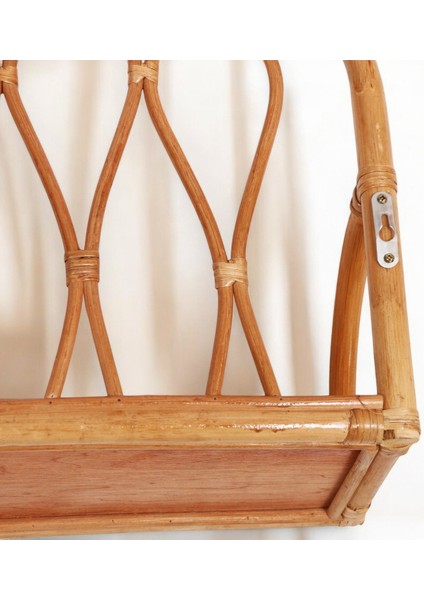 Doğal Rattan El Yapımı Duvar Rafı 30 x 57 cm