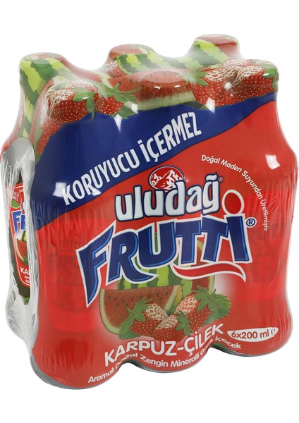 Frutti Karpuz Çilek Aromalı Maden Suyu 200 ml x 6 Adet