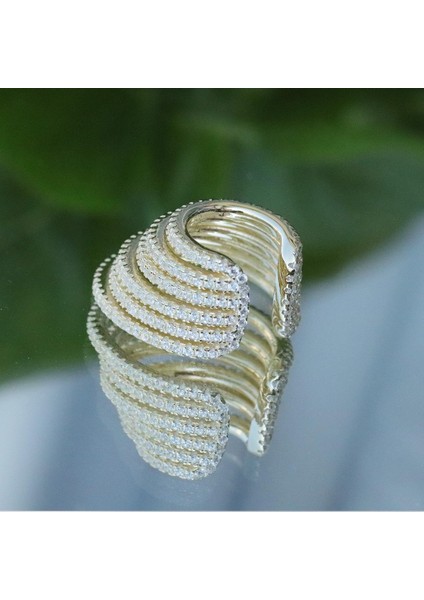 Ear Cuff Zirkon Taşlı Gold Kaplama Gümüş Kıkırdak Küpe