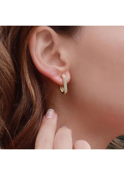 Starlıght Diamond Gold Kaplama Üçgen Küpe