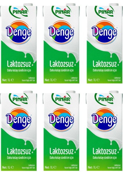 Denge Laktozsuz Süt 1 lt x 6 Adet