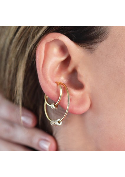 Hareketli Halkalı Gold Kaplama Ear Cuffs Kıkırdak Küpe