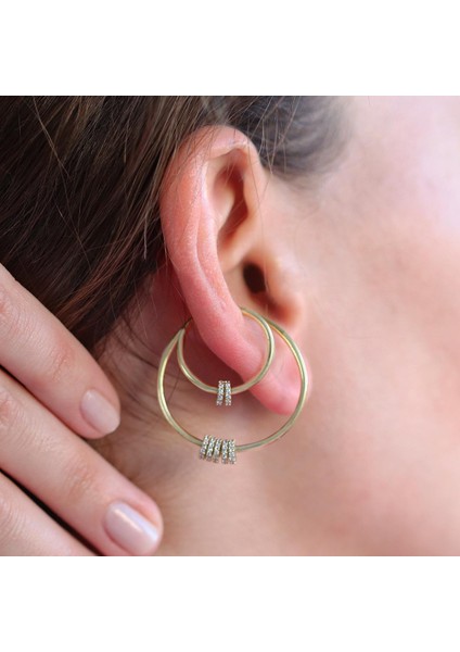 Hareketli Halkalı Gold Kaplama Ear Cuffs Kıkırdak Küpe modelleri