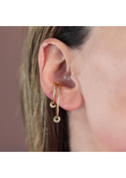 Hareketli Halkalı Gold Kaplama Ear Cuffs Kıkırdak Küpe fırsatları