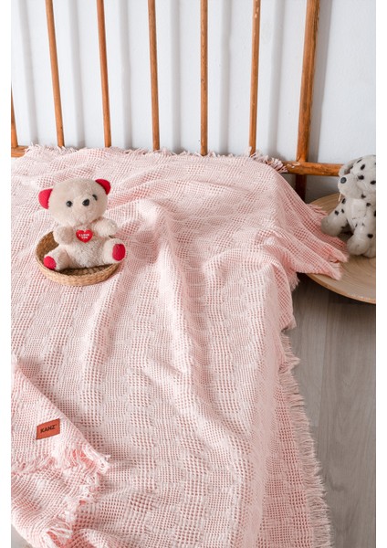 Bebek %100 Pamuk Waffle Pike Örtüsü 90X120 - Melis Pembe