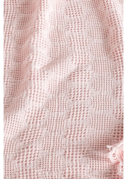Bebek %100 Pamuk Waffle Pike Örtüsü 90X120 - Melis Pembe