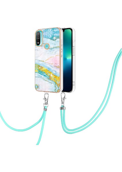 Motoroal Moto E20/E30/E40 Crossbody Kordon Askısı Tampon Mermer Için Kılıf (Yurt Dışından)