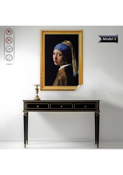 Inci Küpeli Kız Tablo - Poster Dünyaca Ünlü (Model- 3) 70 cm x 100 cm 11