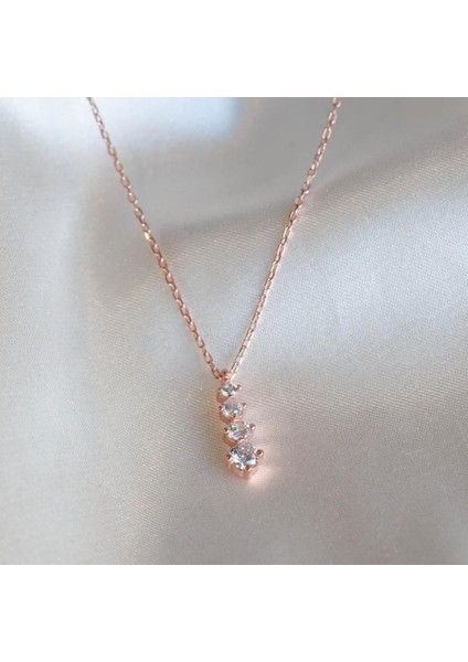 4 Taşlı Rose Gold Kaplama Gümüş Takım