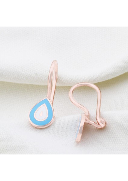Damla Mine Işli Rose Gold Kaplama Çocuk Küpesi
