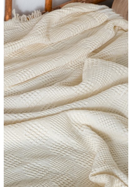 Bebek %100 Pamuk Waffle Pike Örtüsü 90X120 - Melis Krem