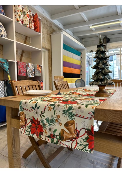 Yılbaşı Çan Desenli Dijital Baskılı Runner fiyatları