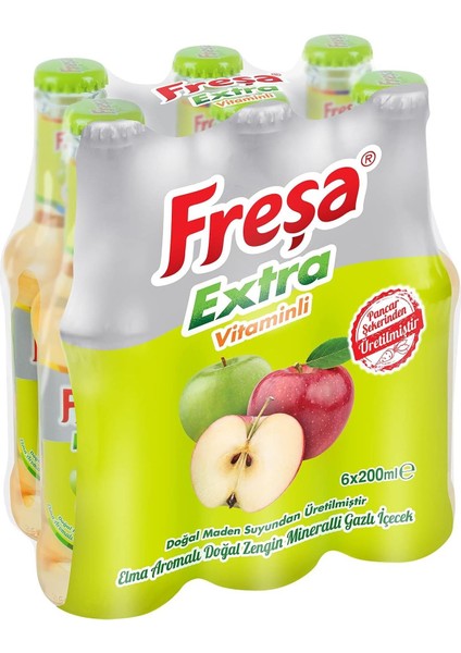 Extra Elma Aromalı Maden Suyu 200 ml x 6 Adet