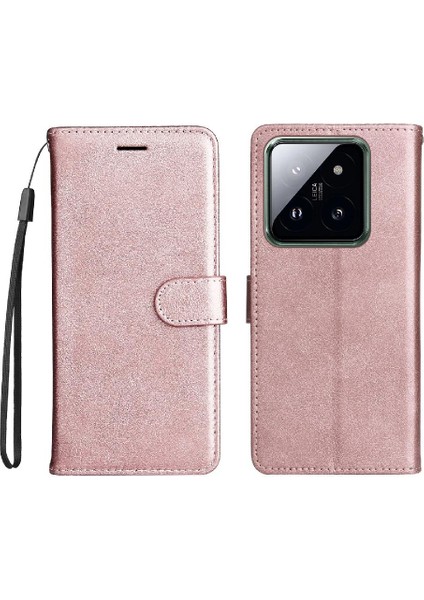 Kart Yuvası ile Xiaomi 14 Pro Için Flip Case Klasik Düz Renk Yüksek Cüzdan (Yurt Dışından)