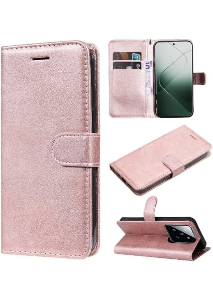 Kart Yuvası ile Xiaomi 14 Pro Için Flip Case Klasik Düz Renk Yüksek Cüzdan (Yurt Dışından) fırsatları