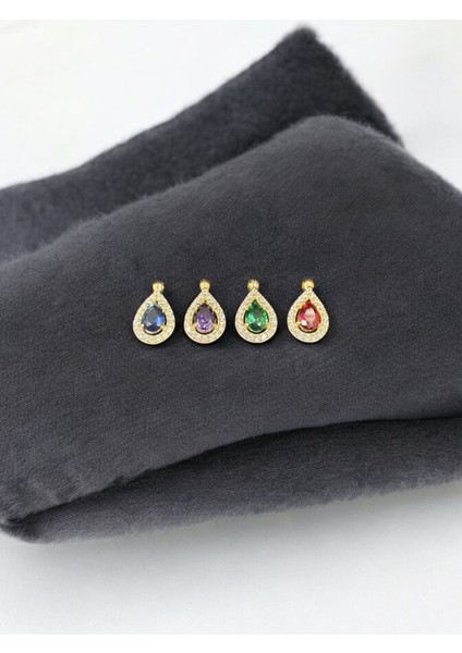 Kenarları Taşlı Damla Taş Kolye (925 Gümüş) modelleri