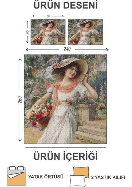 Kapitoneli Pamuk Dolgulu Kadife Kumaş Modern Desenli Premium Kalite Yatak Örtüsü Seti