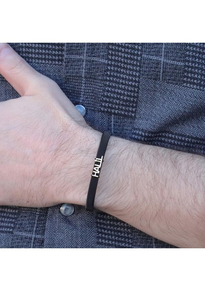 Kişiye Özel Isimli Gümüş Erkek Bilekliliği