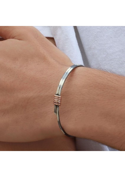 Düğüm Model Otantik Erkek Gümüş Kelepçe