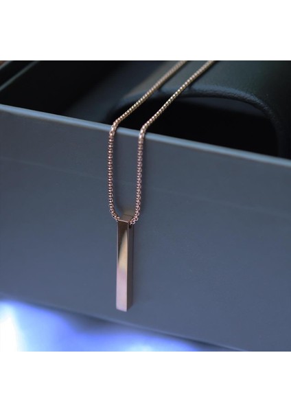 Dikdörtgen Rose Gold Çelik Plaka Kolye fiyatları