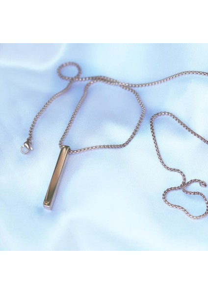Dikdörtgen Rose Gold Çelik Plaka Kolye modelleri