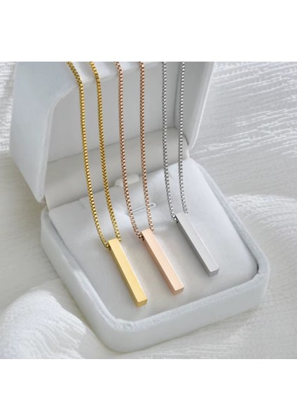 Dikdörtgen Rose Gold Çelik Plaka Kolye fırsatları