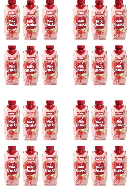 Milkshake Vanilya ve Beyaz Çikolata Aromalı Çilekli 310 ml x 24 Adet