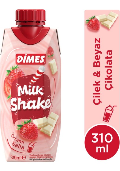 Milkshake Vanilya ve Beyaz Çikolata Aromalı Çilekli 310 ml x 24 Adet fiyatları