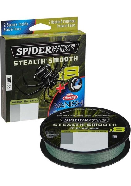 Spider Wire 8 Braid & Fluorocarbon Duo Spool System 150 & 50M Moss Green/clear 0.09 & 0.25MM