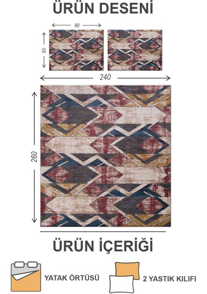 Kapitoneli Pamuk Dolgulu Kadife Kumaş Modern Desenli Premium Kalite Yatak Örtüsü Seti