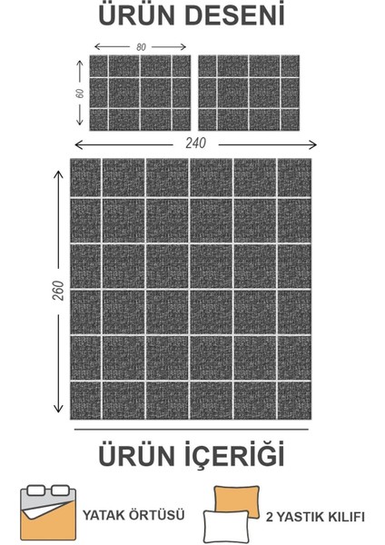 Pamuk Dolgulu Kapitoneli Kadife Kumaş Modern Desenli Çift Kişilik Kapitone Yatak Örtüsü Seti