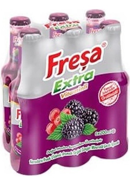 Extra Karadut Frenk Üzümü Aromalı Maden Suyu 200 ml x 6 Adet