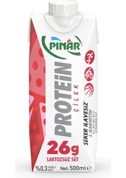 Protein Çilekli Laktozsuz Süt 500 ml x 6 Adet fiyatları