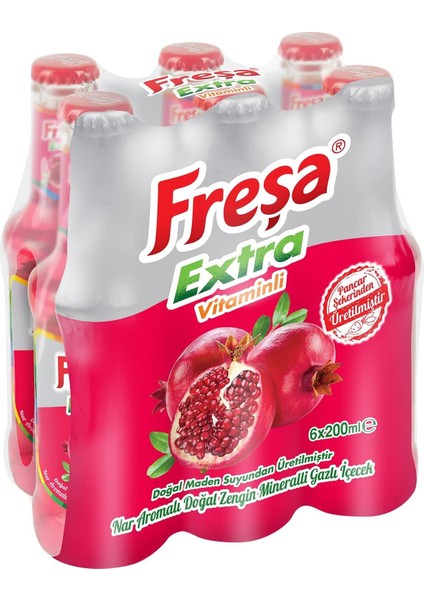 Extra Nar Aromalı Maden Suyu 200 ml x 6 Adet