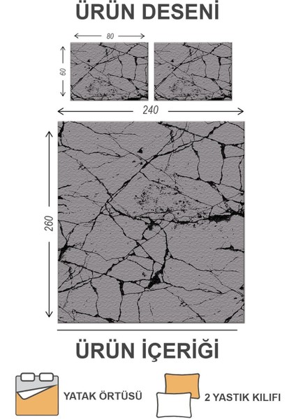 Kapitoneli Pamuk Dolgulu Kadife Kumaş Modern Desenli Premium Kalite Yatak Örtüsü Seti