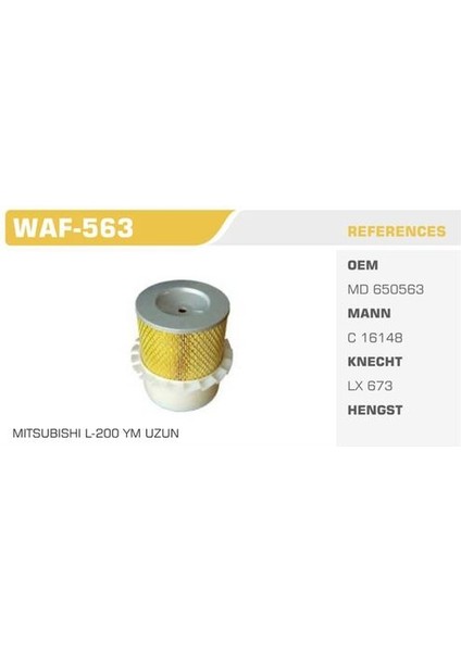 WAF-563 Hava Filtresi L200 96-2.5d 75HP Uzun Kolı: 18 Ad FN8009