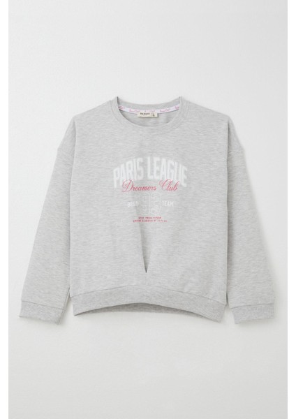 Kız Çocuk Eşofman Takım Lig Temalı Ön Kısmı V Dikişli 5-10 Yaş, Açık Gri Melanj fiyatları