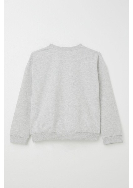 Kız Çocuk Eşofman Takım Lig Temalı Ön Kısmı V Dikişli 5-10 Yaş, Açık Gri Melanj fırsatları