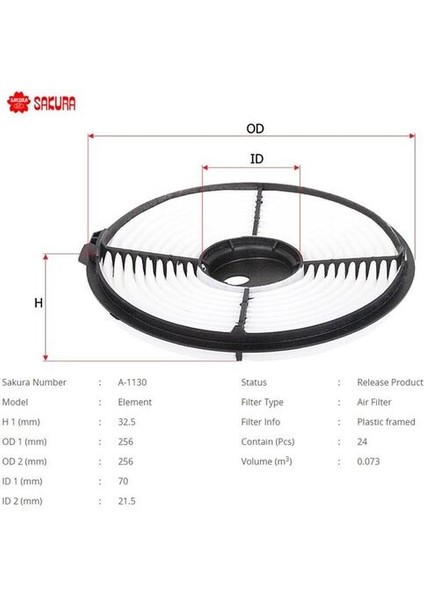 A1130 Hava Filtresi.japon Corolla(E9 E10) (Karbüratör) 1.6 88-93 1780115060