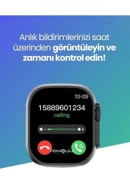 T800 Ultra 49MM Tam Ekran Bt Çağrı Özellikli Akıllı Saat Siyah modelleri
