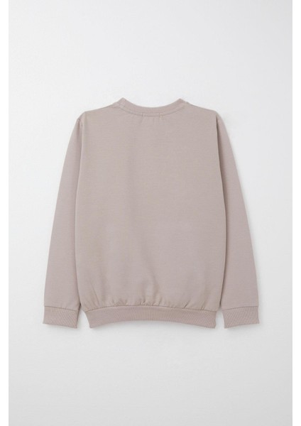 Kız Çocuk Eşofman Takım Ayıcık Aksesuarlı Yazı Nakışlı 5-9 Yaş, Vizon fırsatları