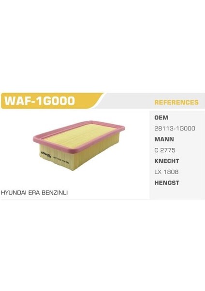 WAF-1G000 Hava Filtresi Accent Era 07-11 Rio Iı 07-Benzinli Kolı: 54 Ad FN0055